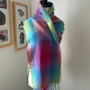 Eagles Glen Cashmere Wool Blend Multicoloured Checkered Scarf, soft!
